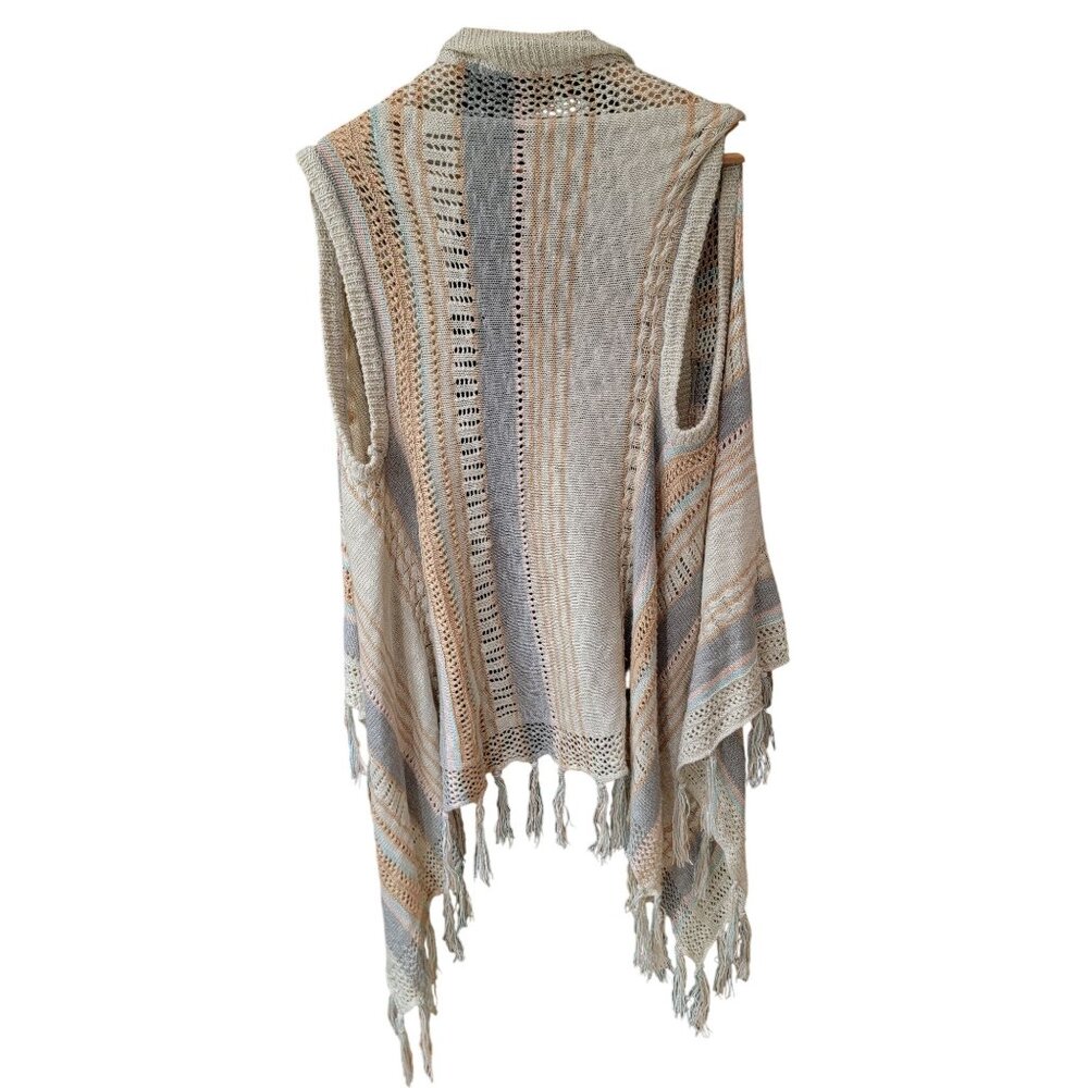 Haute Monde Womens Knit Fringe Vest Cardigan S - Picture 2 of 4